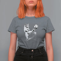 Cat Playing Soccer T Shirt For Women Funny Cat Lover Gift