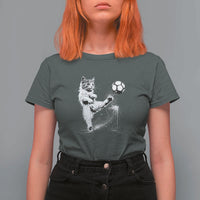 Cat Playing Soccer T Shirt For Women Funny Cat Lover Gift