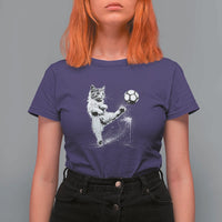Cat Playing Soccer T Shirt For Women Funny Cat Lover Gift