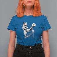 Cat Playing Soccer T Shirt For Women Funny Cat Lover Gift