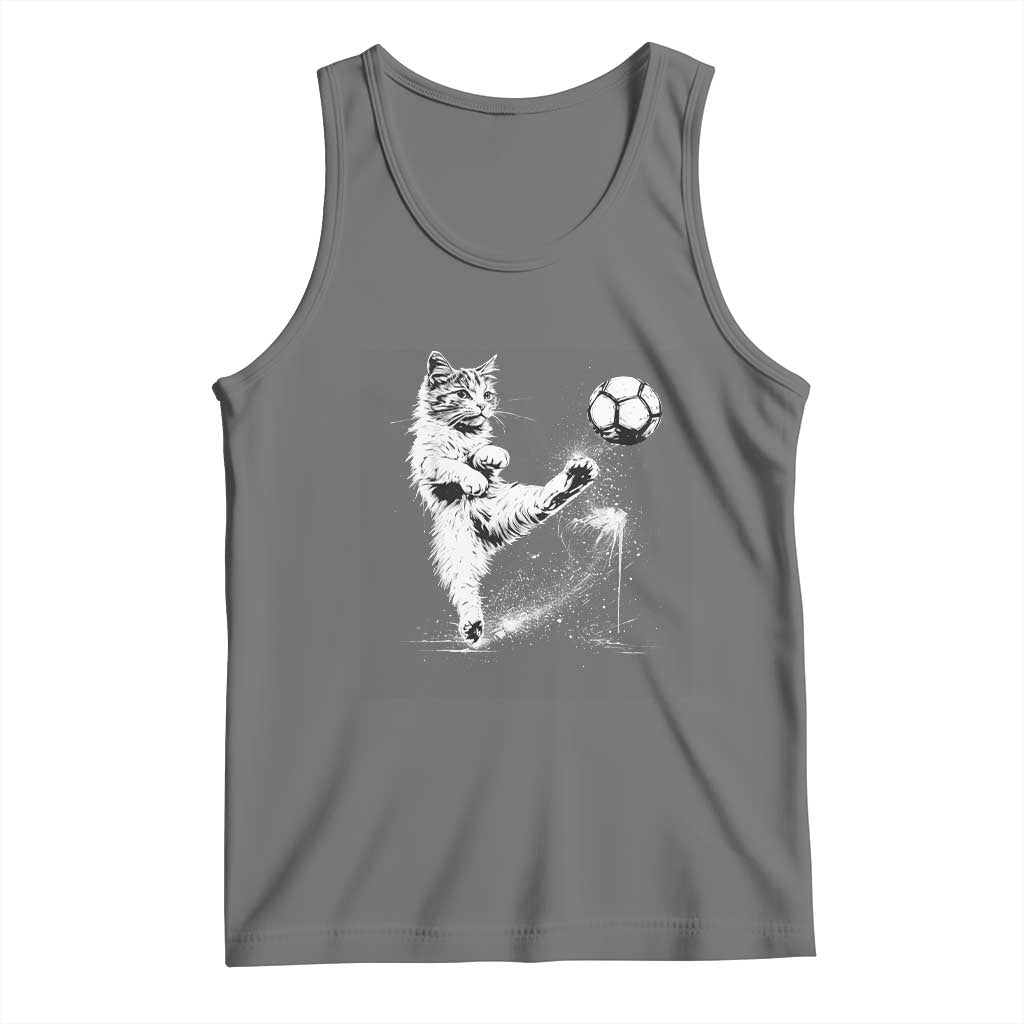 Cat Playing Soccer Tank Top Funny Cat Lover Gift