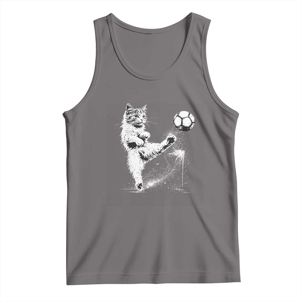 Cat Playing Soccer Tank Top Funny Cat Lover Gift
