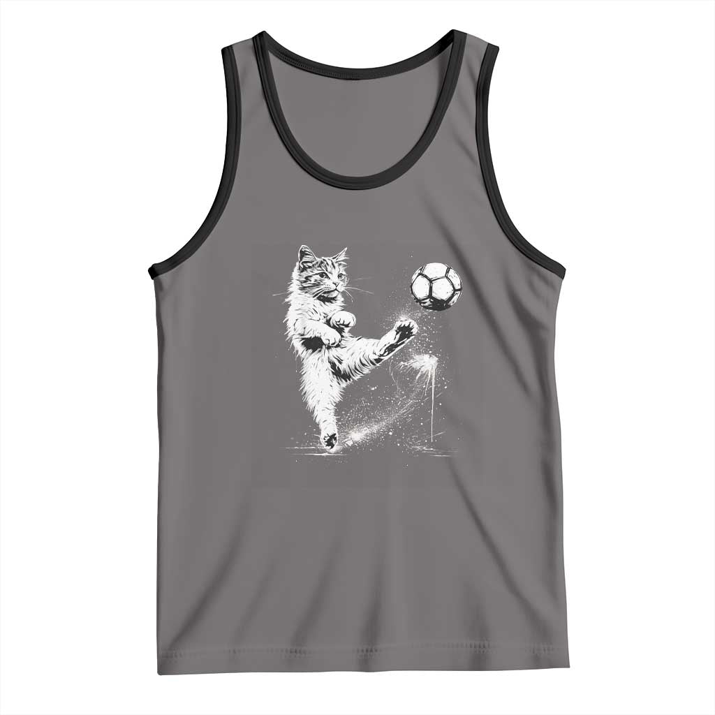 Cat Playing Soccer Tank Top Funny Cat Lover Gift