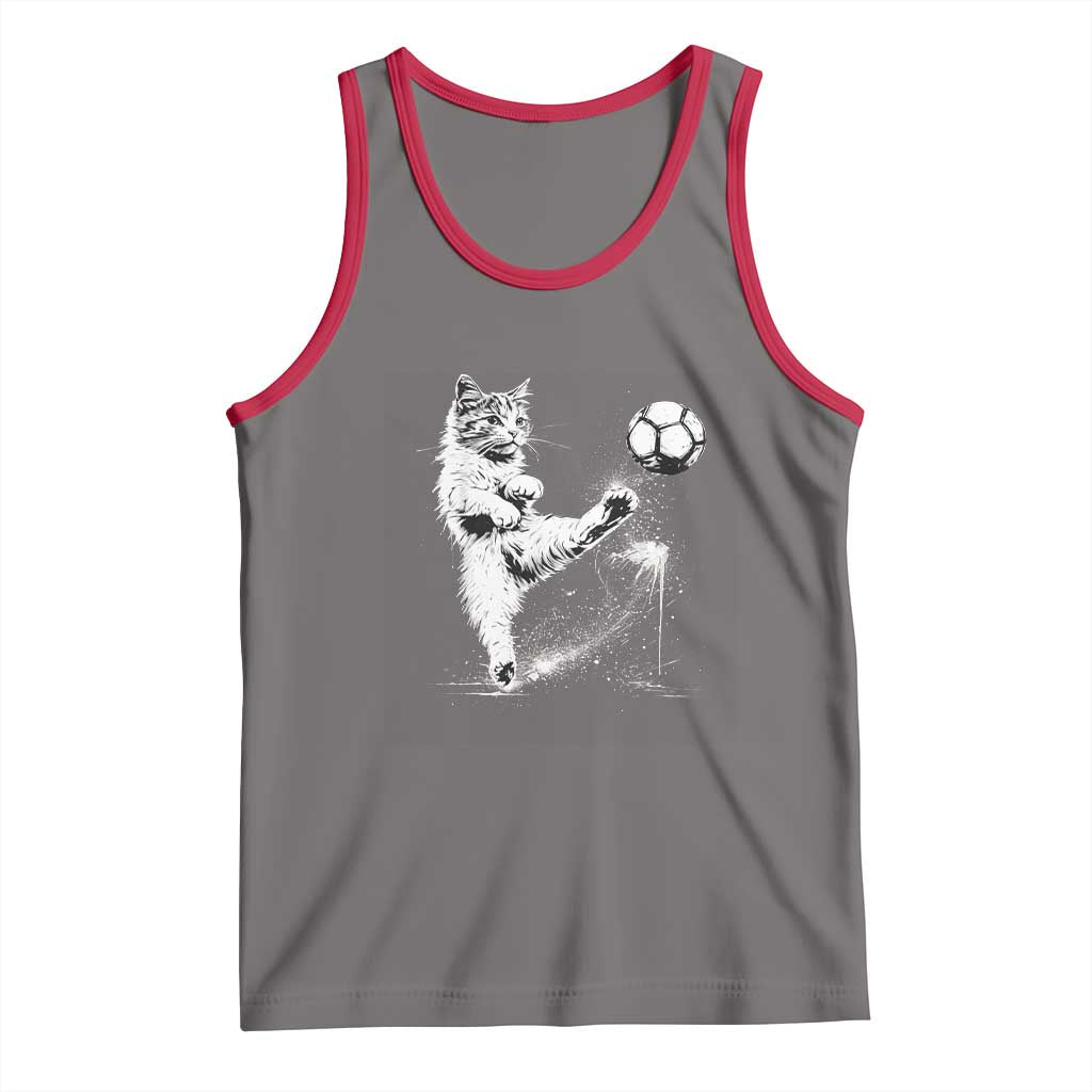 Cat Playing Soccer Tank Top Funny Cat Lover Gift