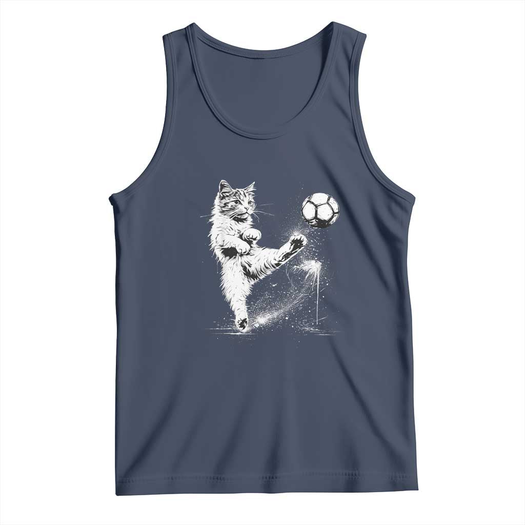 Cat Playing Soccer Tank Top Funny Cat Lover Gift
