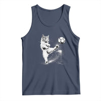 Cat Playing Soccer Tank Top Funny Cat Lover Gift