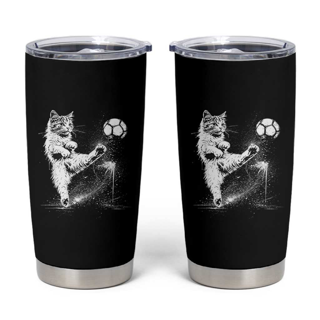 Cat Playing Soccer Tumbler Cup Funny Cat Lover Gift