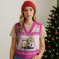 Soccer And Beer That Is Why I Am Here V-Neck Knit Sweater Vest Funny Drinking Lover