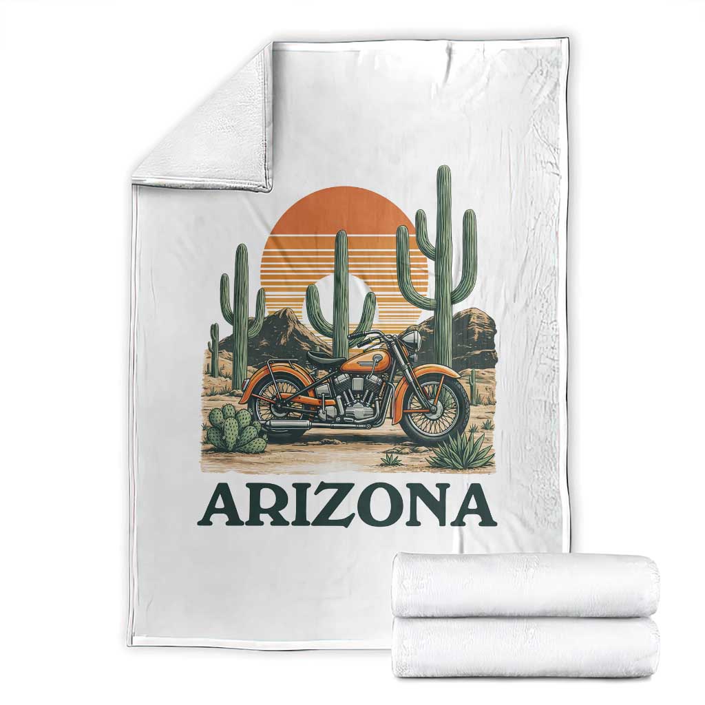 Arizona Motorcycle Throw Blanket Vintage Desert Highway Rider Gift
