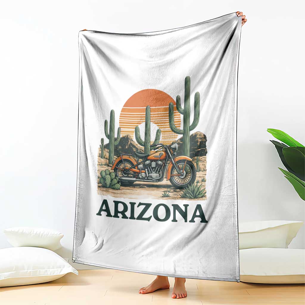 Arizona Motorcycle Throw Blanket Vintage Desert Highway Rider Gift