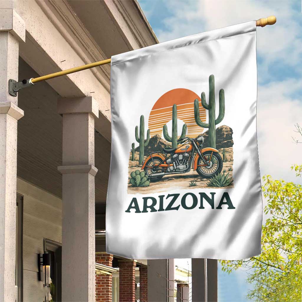 Arizona Motorcycle Garden Flag Vintage Desert Highway Rider Gift