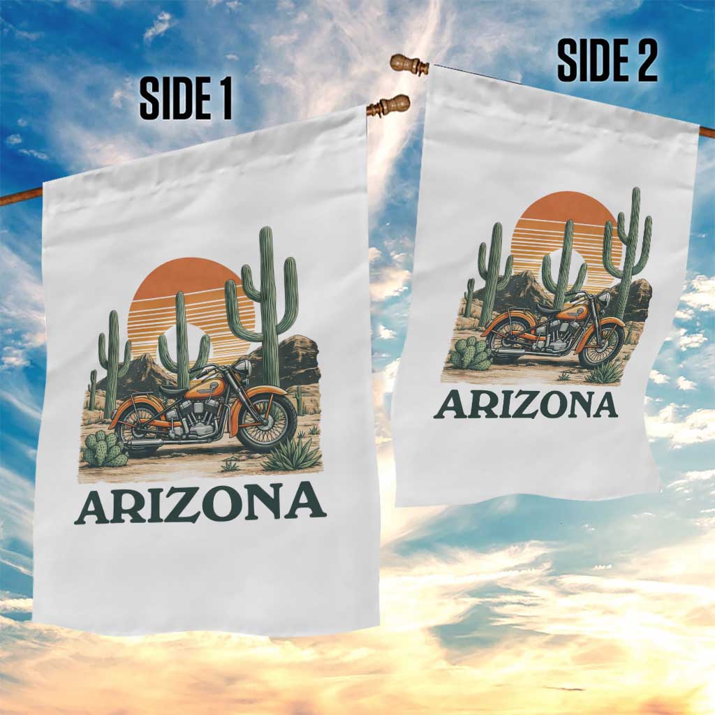 Arizona Motorcycle Garden Flag Vintage Desert Highway Rider Gift