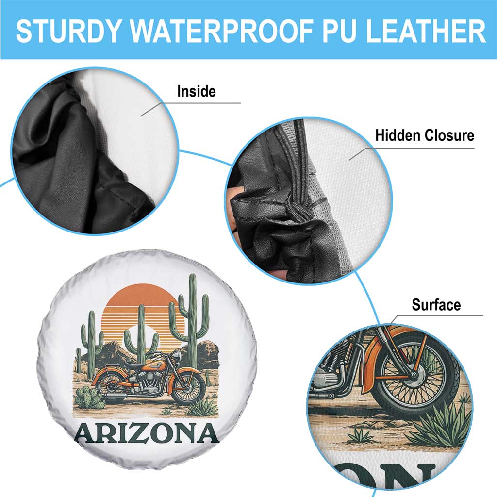 Arizona Motorcycle Spare Tire Cover Vintage Desert Highway Rider Gift