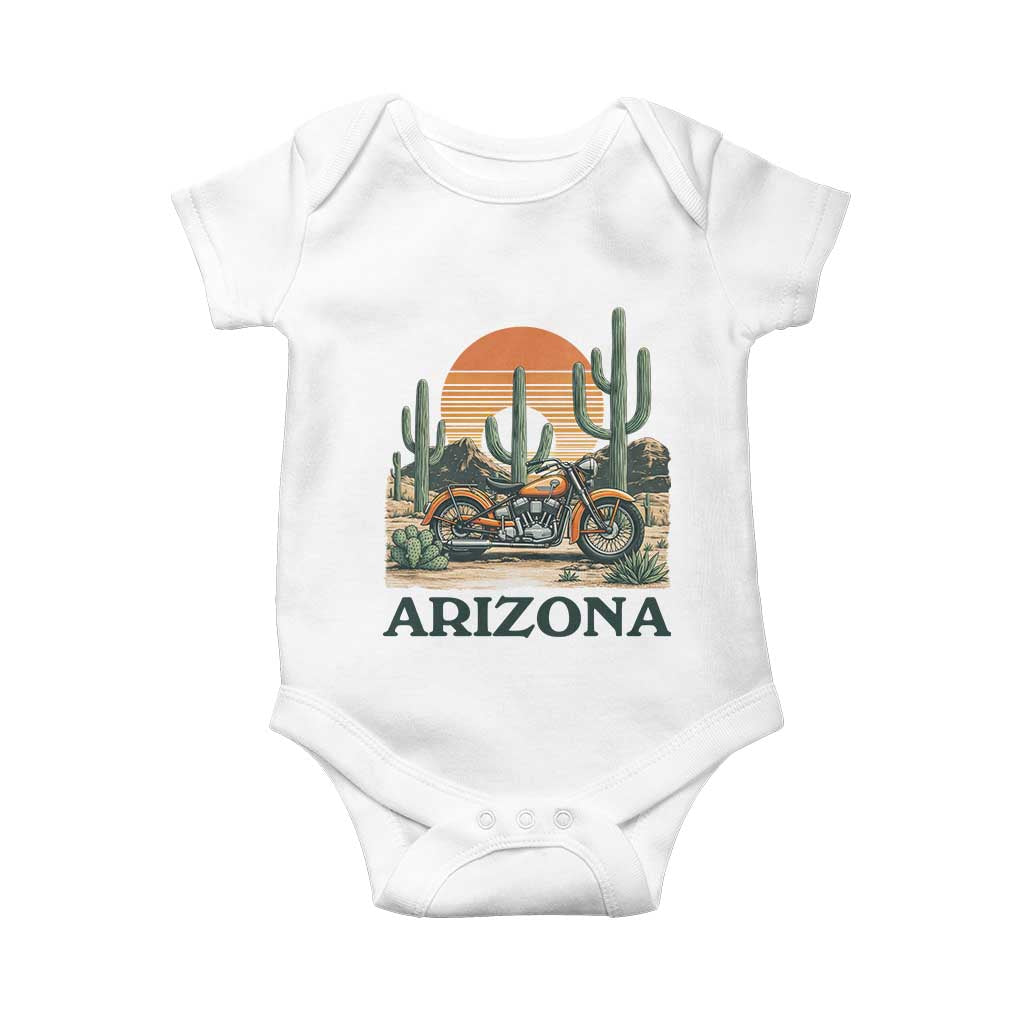 Arizona Motorcycle Baby Onesie Vintage Desert Highway Rider Gift