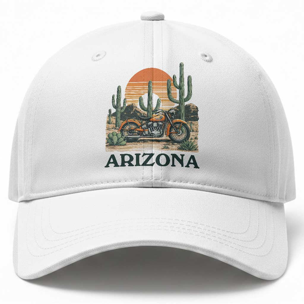 Arizona Motorcycle Baseball Cap Vintage Desert Highway Rider Gift