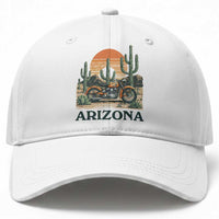 Arizona Motorcycle Baseball Cap Vintage Desert Highway Rider Gift