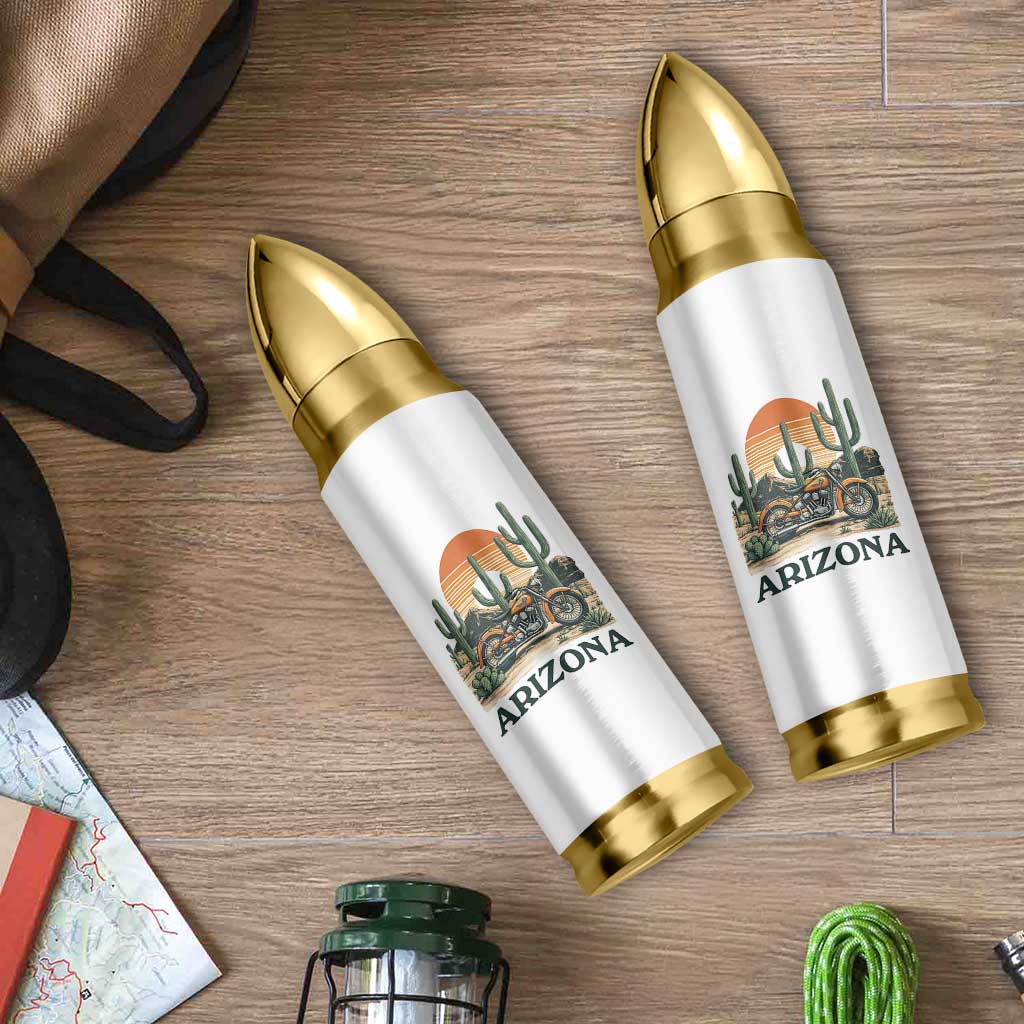 Arizona Motorcycle Bullet Tumbler Vintage Desert Highway Rider Gift