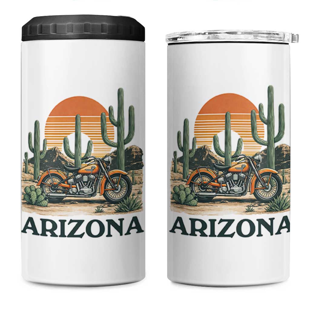 Arizona Motorcycle 4 in 1 Can Cooler Tumbler Vintage Desert Highway Rider Gift
