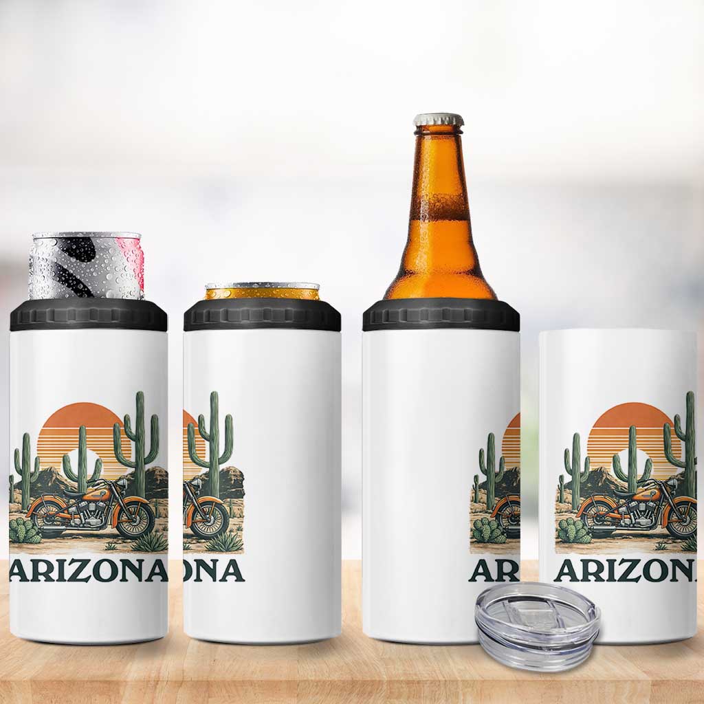 Arizona Motorcycle 4 in 1 Can Cooler Tumbler Vintage Desert Highway Rider Gift