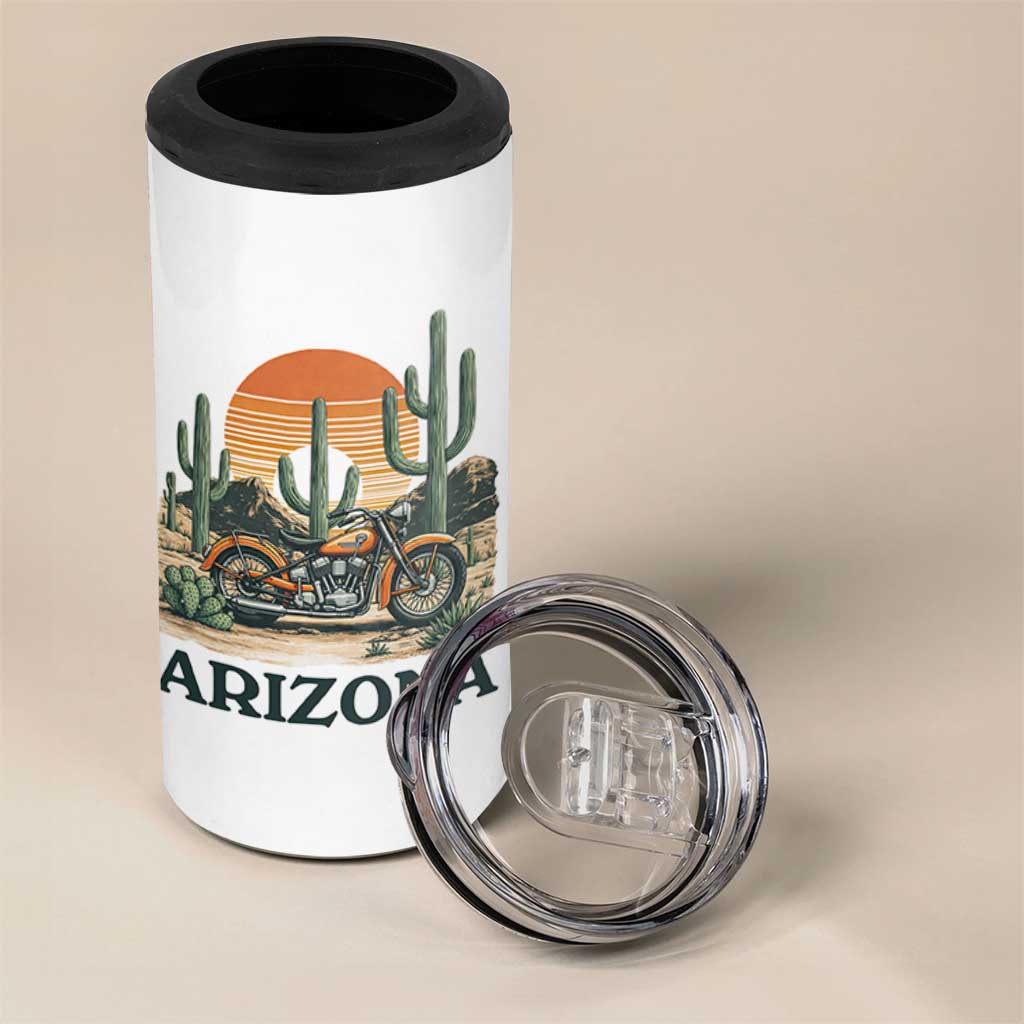 Arizona Motorcycle 4 in 1 Can Cooler Tumbler Vintage Desert Highway Rider Gift