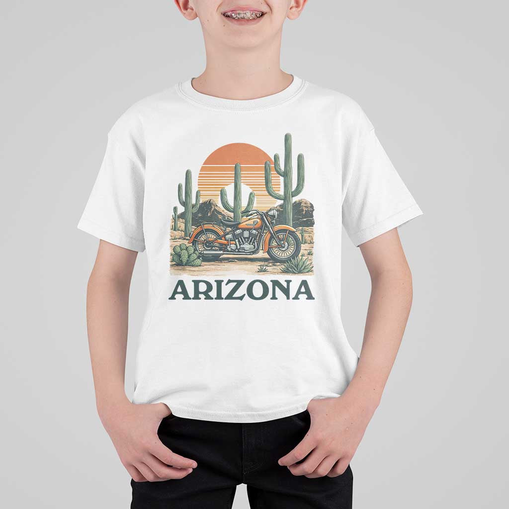 Arizona Motorcycle T Shirt For Kid Vintage Desert Highway Rider Gift