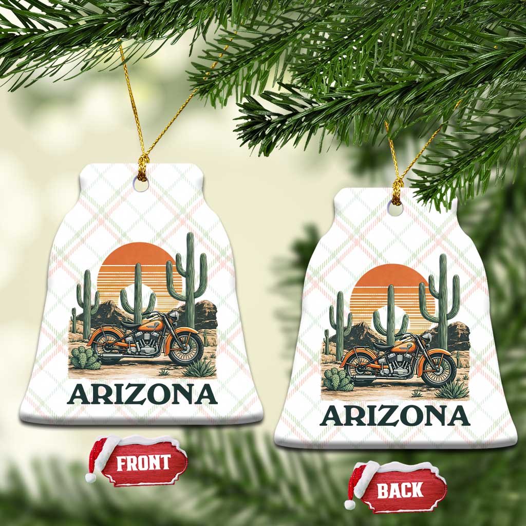 Arizona Motorcycle Ceramic Ornament Vintage Desert Highway Rider Gift