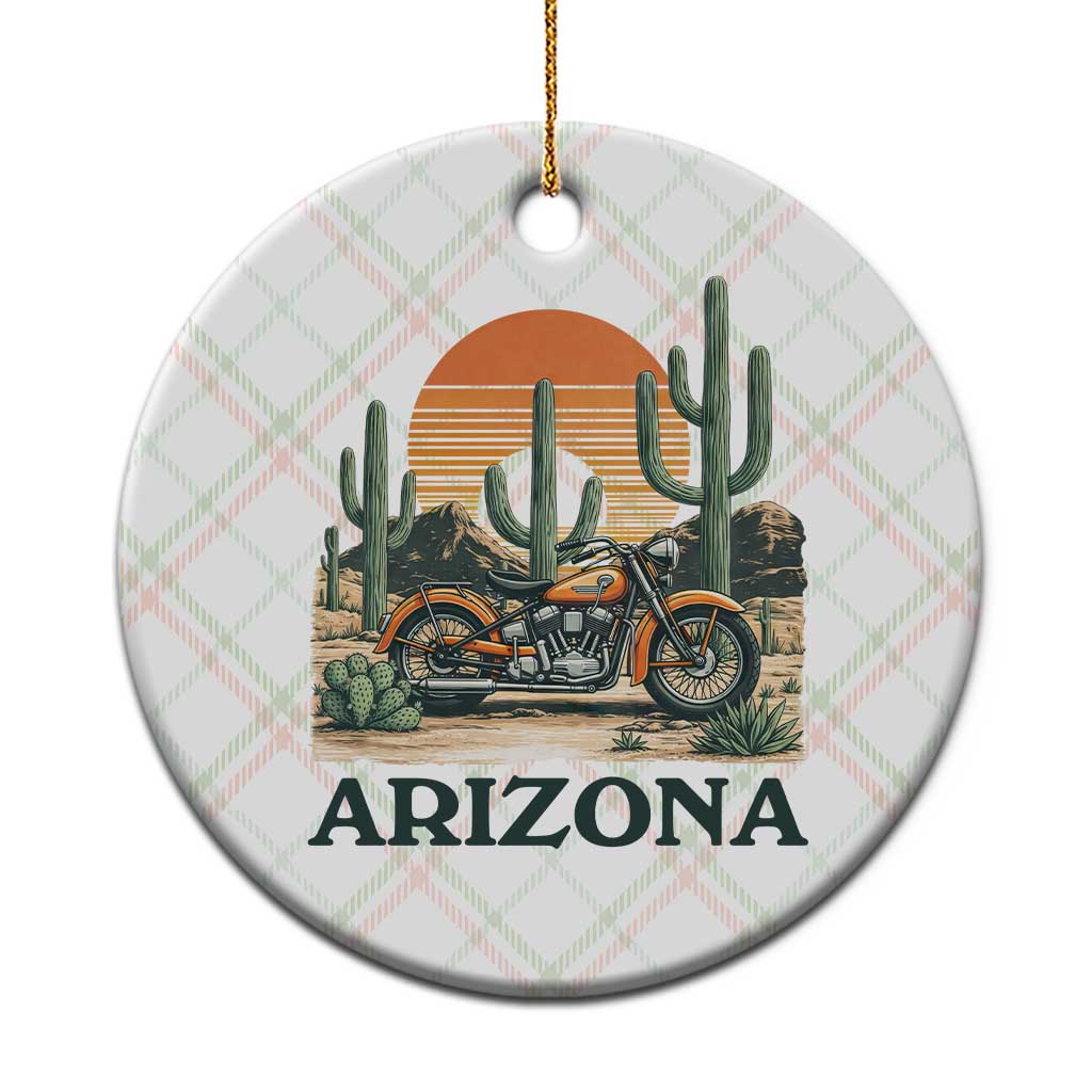 Arizona Motorcycle Ceramic Ornament Vintage Desert Highway Rider Gift