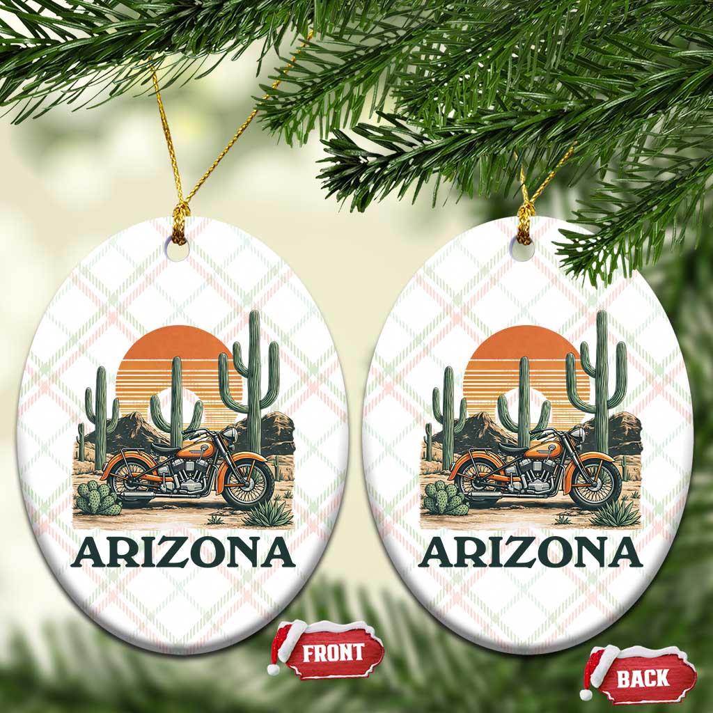 Arizona Motorcycle Ceramic Ornament Vintage Desert Highway Rider Gift