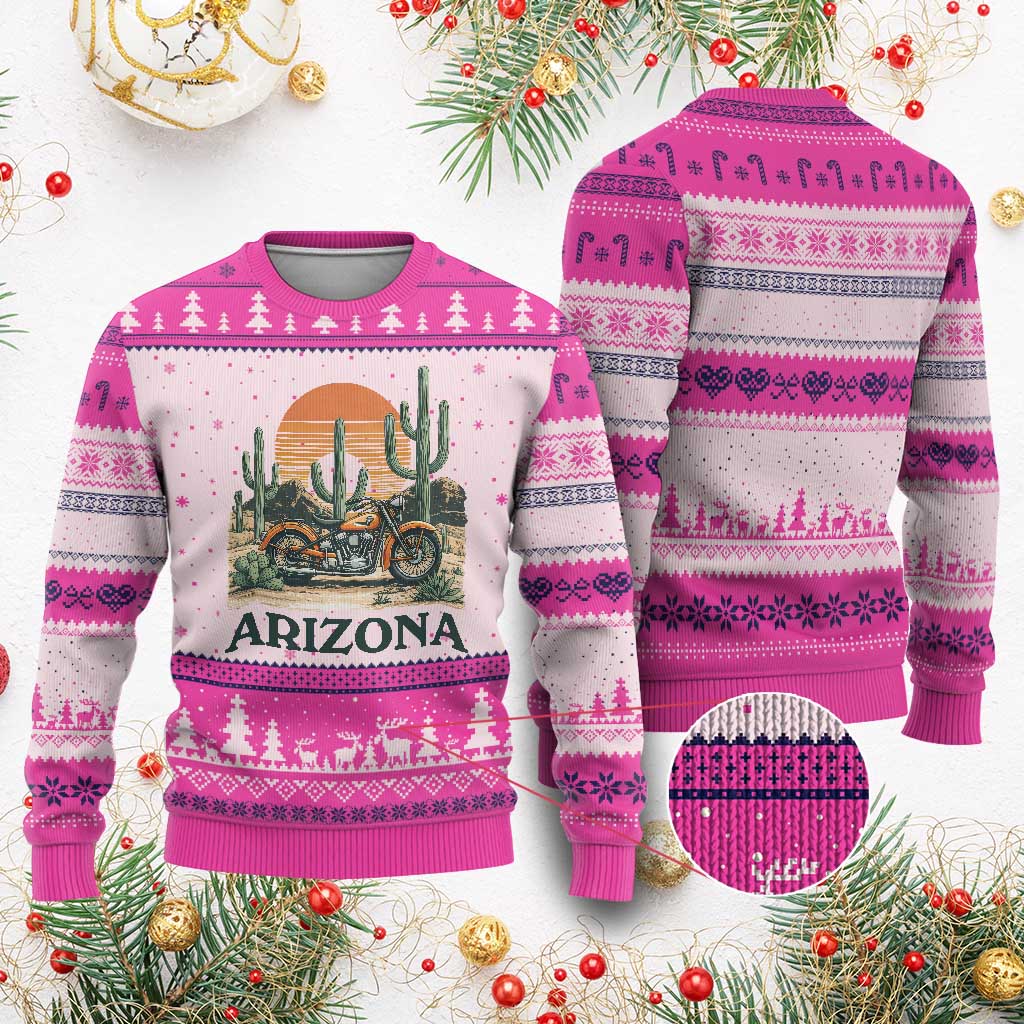 Arizona Motorcycle Ugly Christmas Sweater Vintage Desert Highway Rider Gift