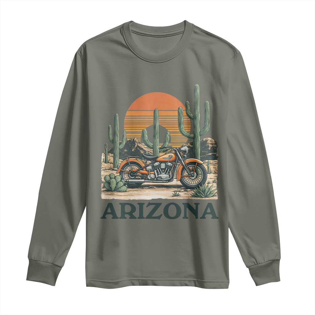 Arizona Motorcycle Long Sleeve Shirt Vintage Desert Highway Rider Gift