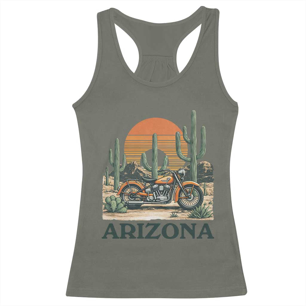 Arizona Motorcycle Racerback Tank Top Vintage Desert Highway Rider Gift