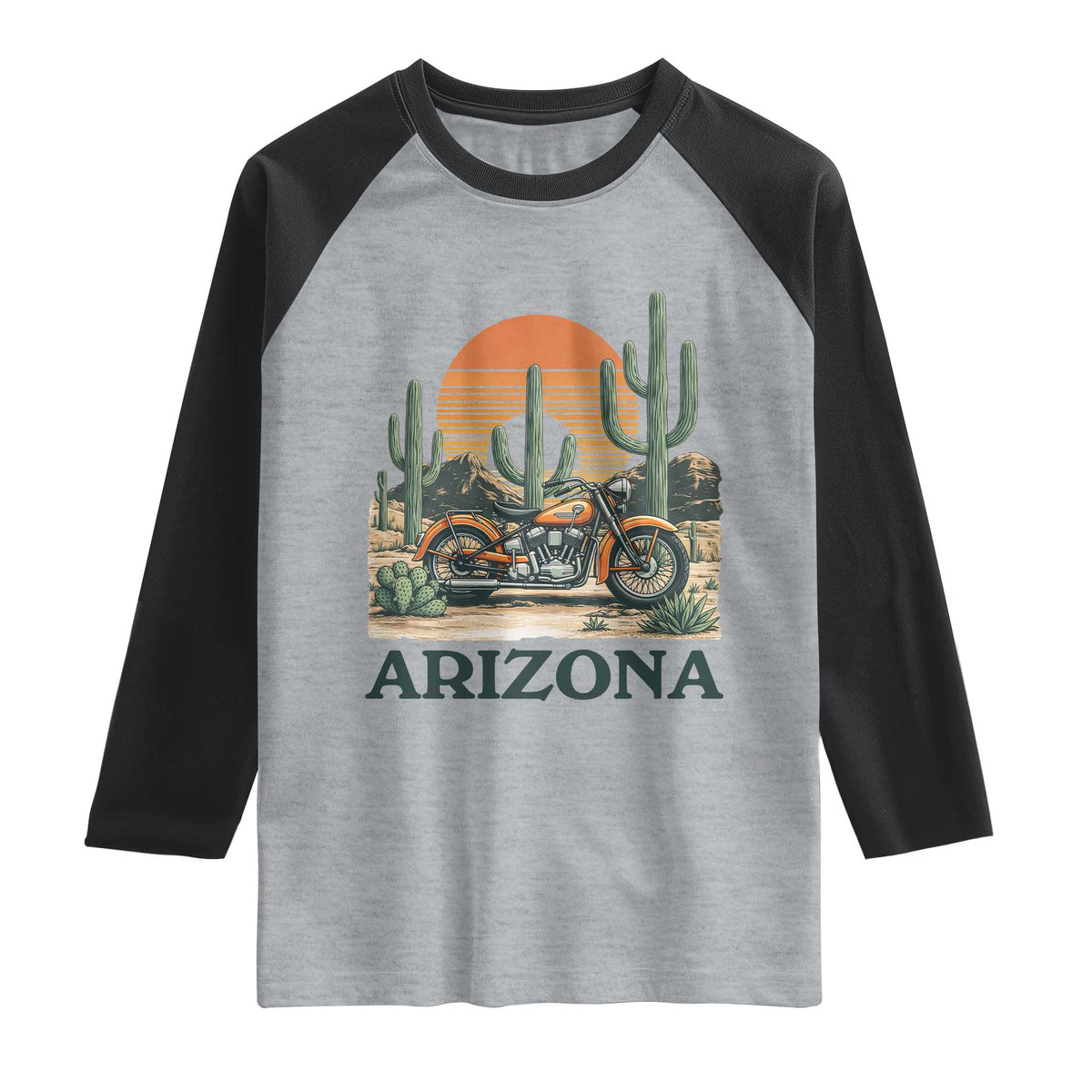 Arizona Motorcycle Raglan Shirt Vintage Desert Highway Rider Gift