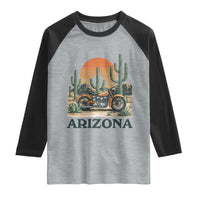 Arizona Motorcycle Raglan Shirt Vintage Desert Highway Rider Gift
