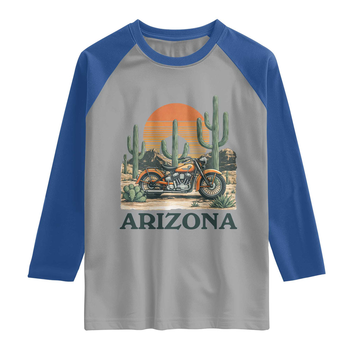 Arizona Motorcycle Raglan Shirt Vintage Desert Highway Rider Gift