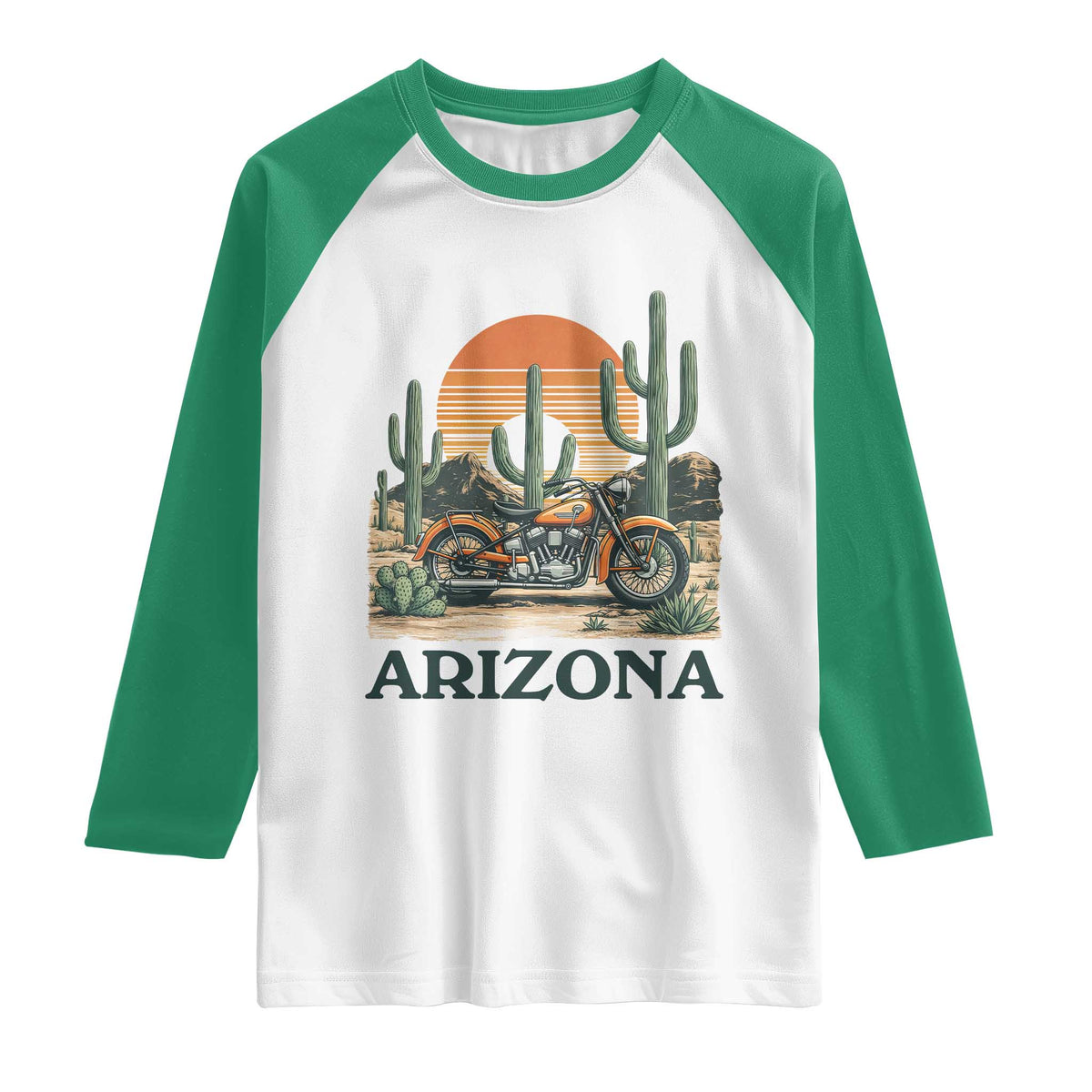 Arizona Motorcycle Raglan Shirt Vintage Desert Highway Rider Gift