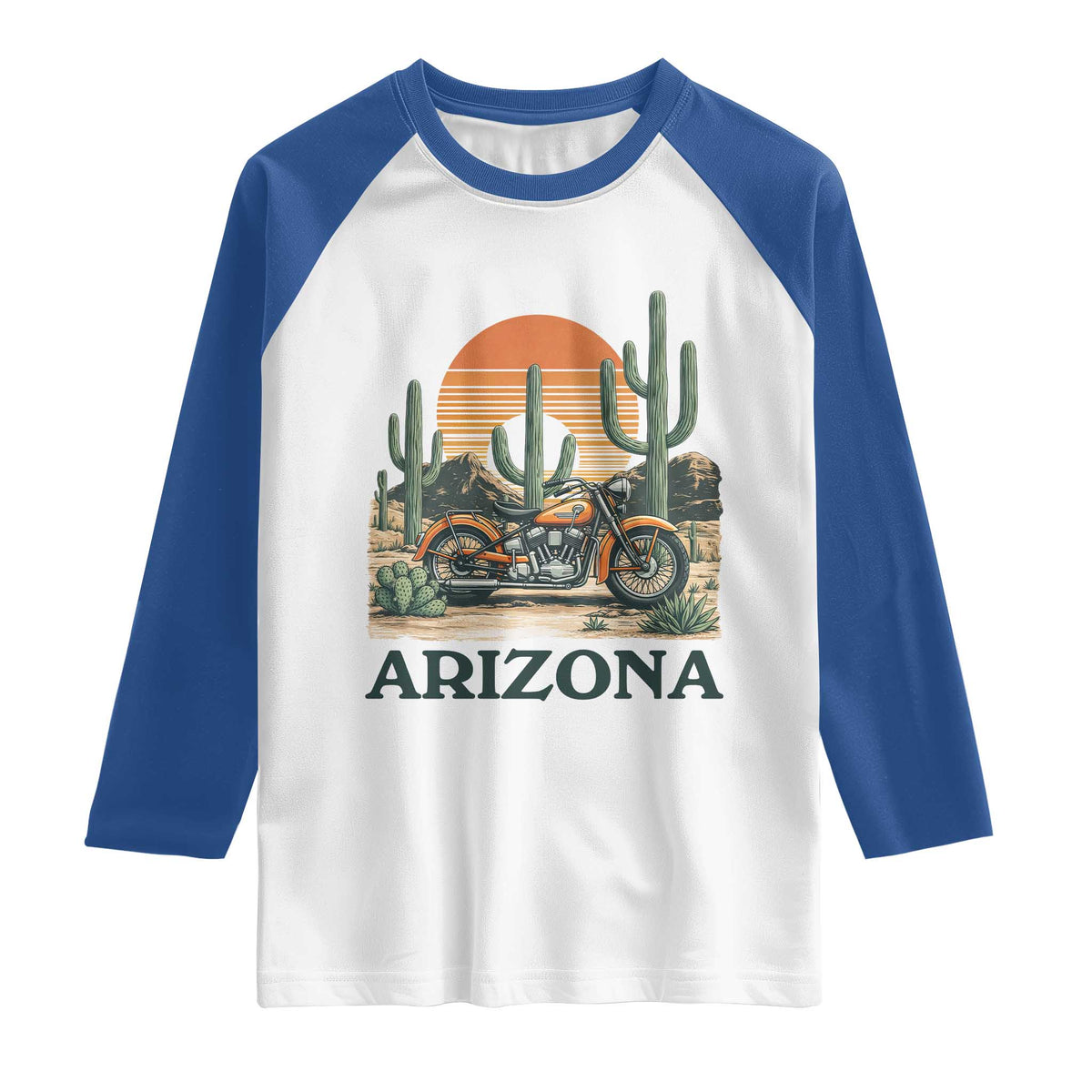 Arizona Motorcycle Raglan Shirt Vintage Desert Highway Rider Gift