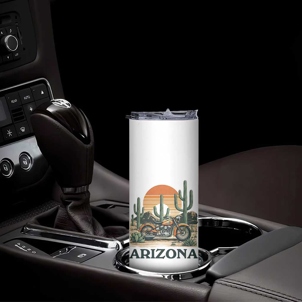 Arizona Motorcycle Skinny Tumbler Vintage Desert Highway Rider Gift