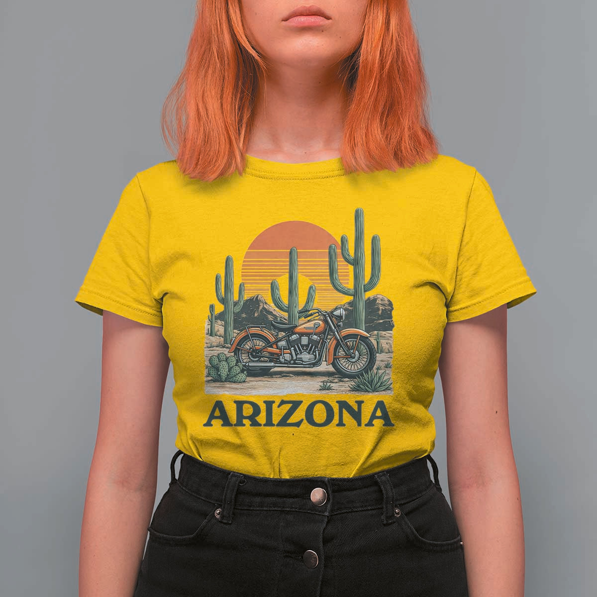 Arizona Motorcycle T Shirt For Women Vintage Desert Highway Rider Gift
