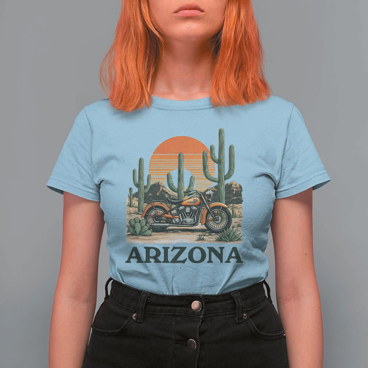 Arizona Motorcycle T Shirt For Women Vintage Desert Highway Rider Gift
