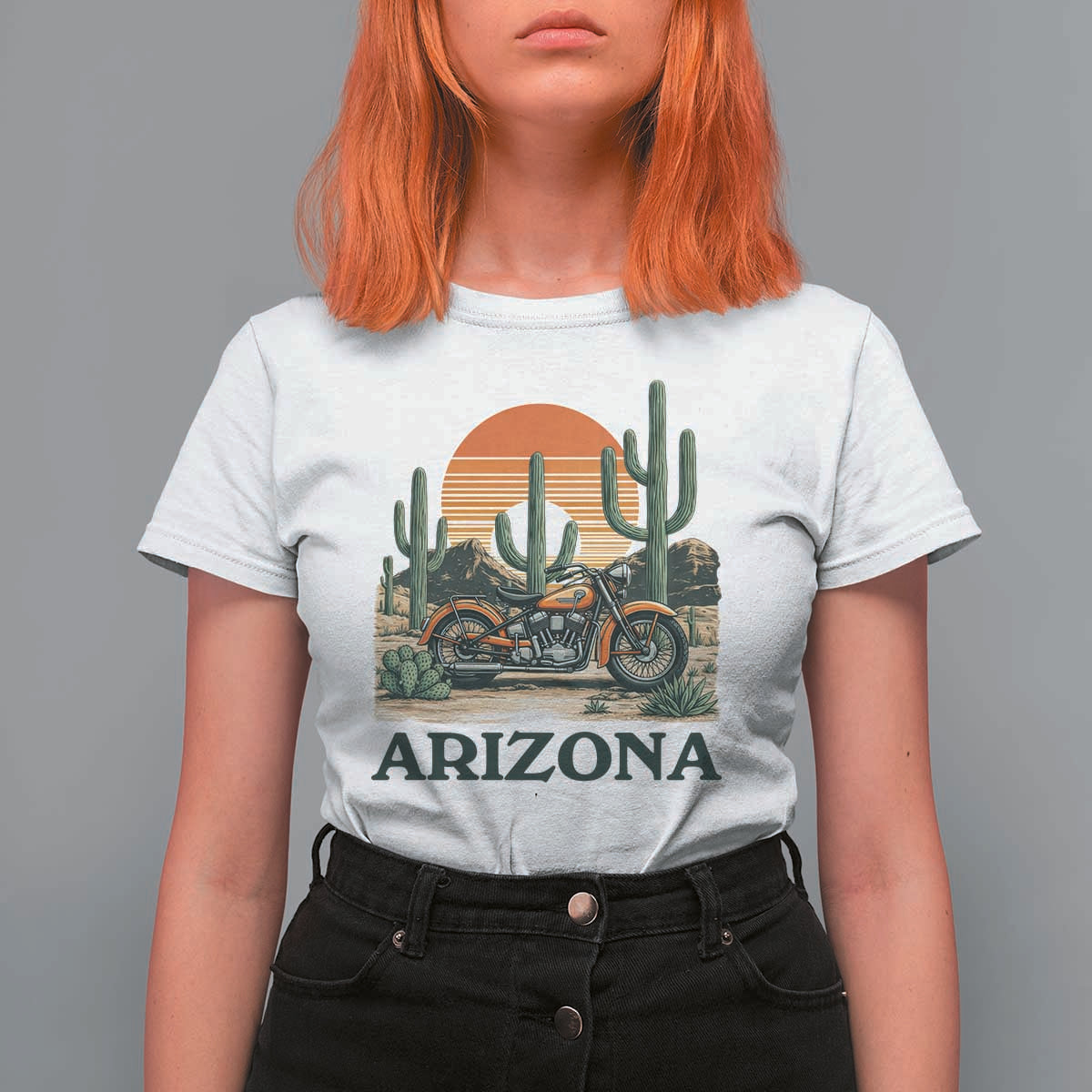 Arizona Motorcycle T Shirt For Women Vintage Desert Highway Rider Gift