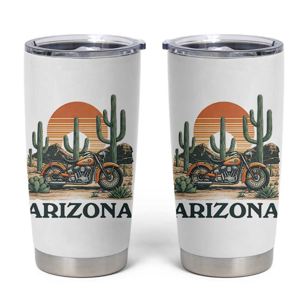 Arizona Motorcycle Tumbler Cup Vintage Desert Highway Rider Gift