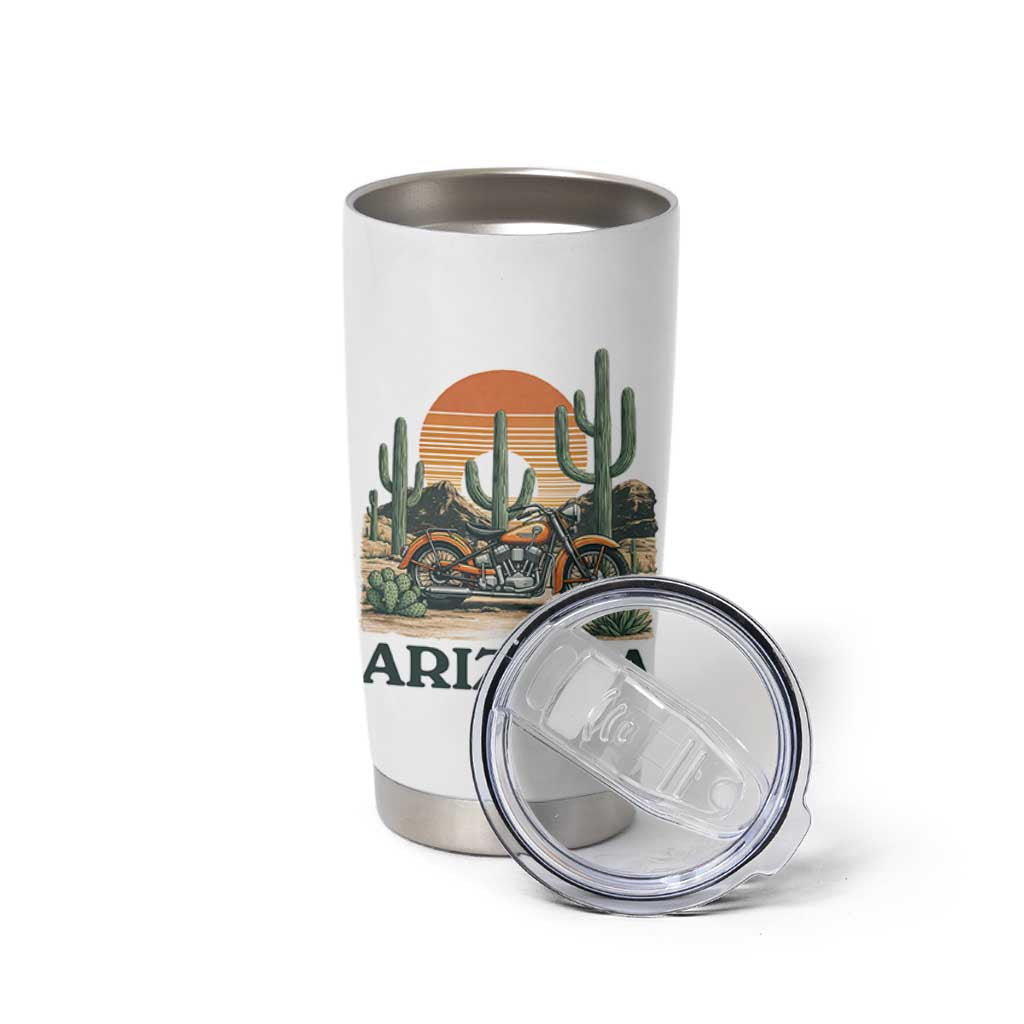 Arizona Motorcycle Tumbler Cup Vintage Desert Highway Rider Gift