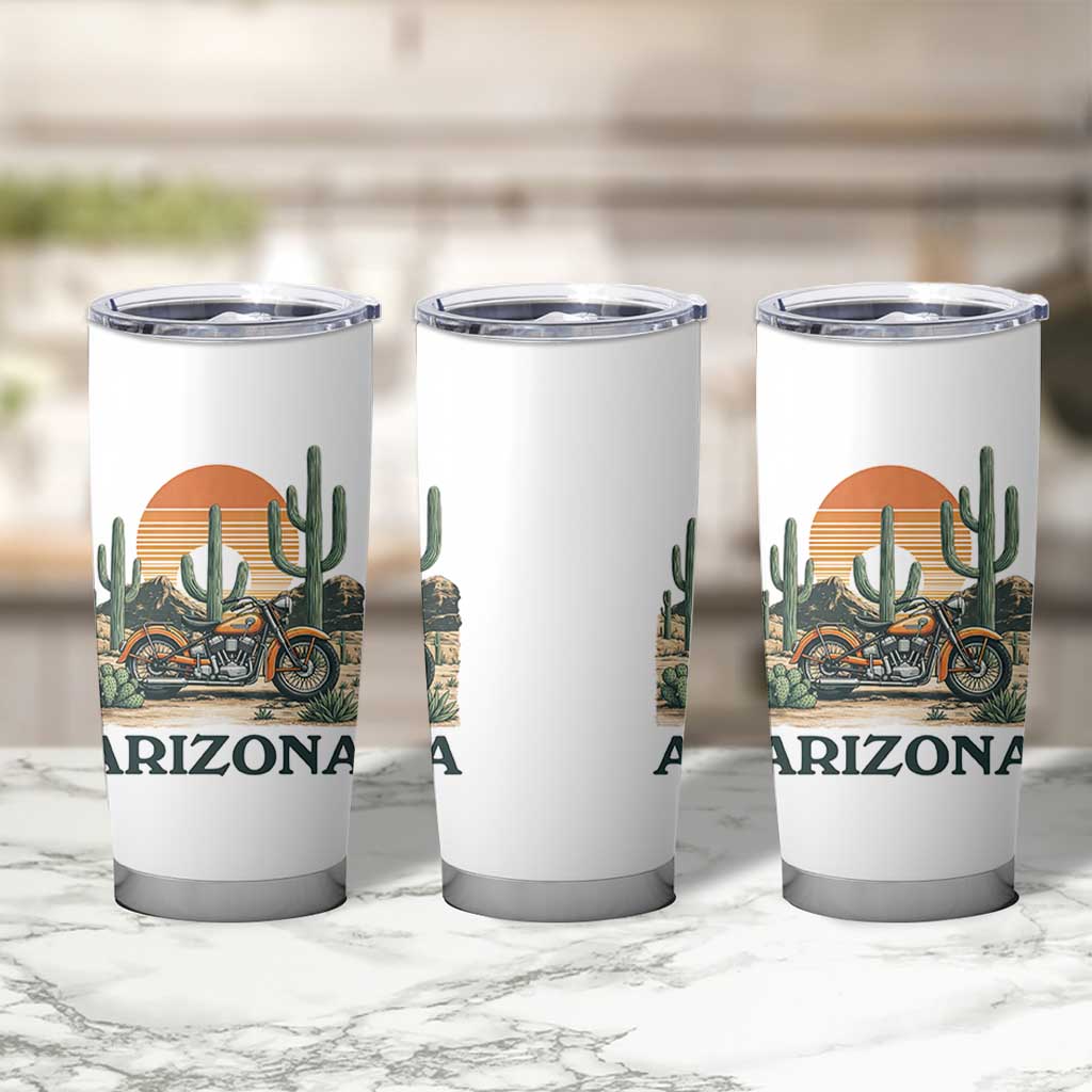 Arizona Motorcycle Tumbler Cup Vintage Desert Highway Rider Gift