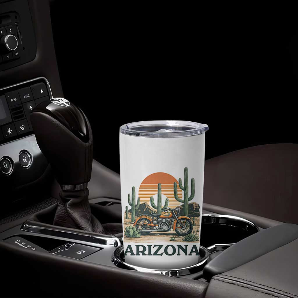 Arizona Motorcycle Tumbler Cup Vintage Desert Highway Rider Gift