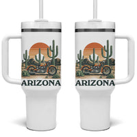 Arizona Motorcycle Tumbler With Handle Vintage Desert Highway Rider Gift