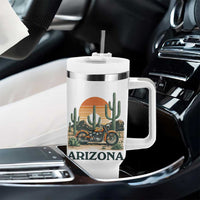 Arizona Motorcycle Tumbler With Handle Vintage Desert Highway Rider Gift