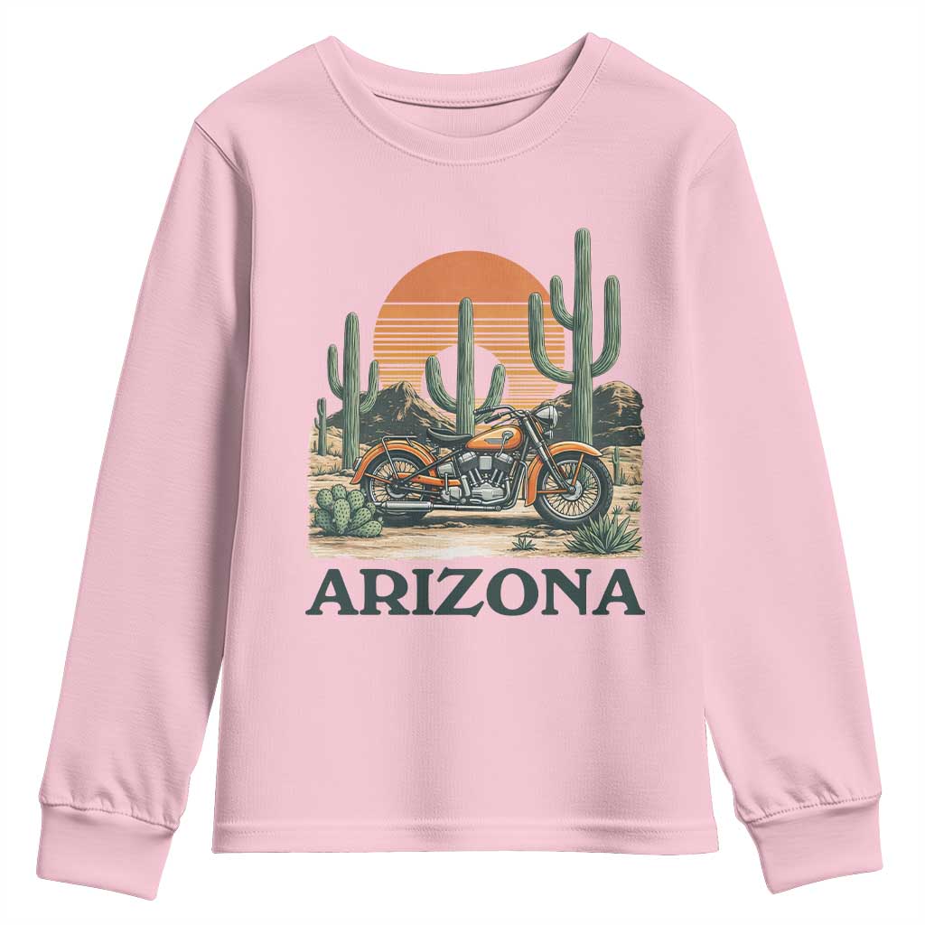 Arizona Motorcycle Youth Sweatshirt Vintage Desert Highway Rider Gift
