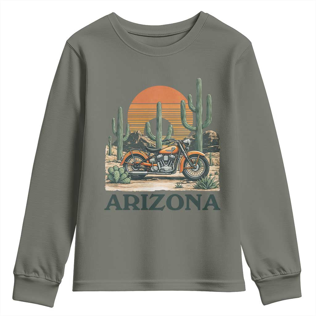 Arizona Motorcycle Youth Sweatshirt Vintage Desert Highway Rider Gift