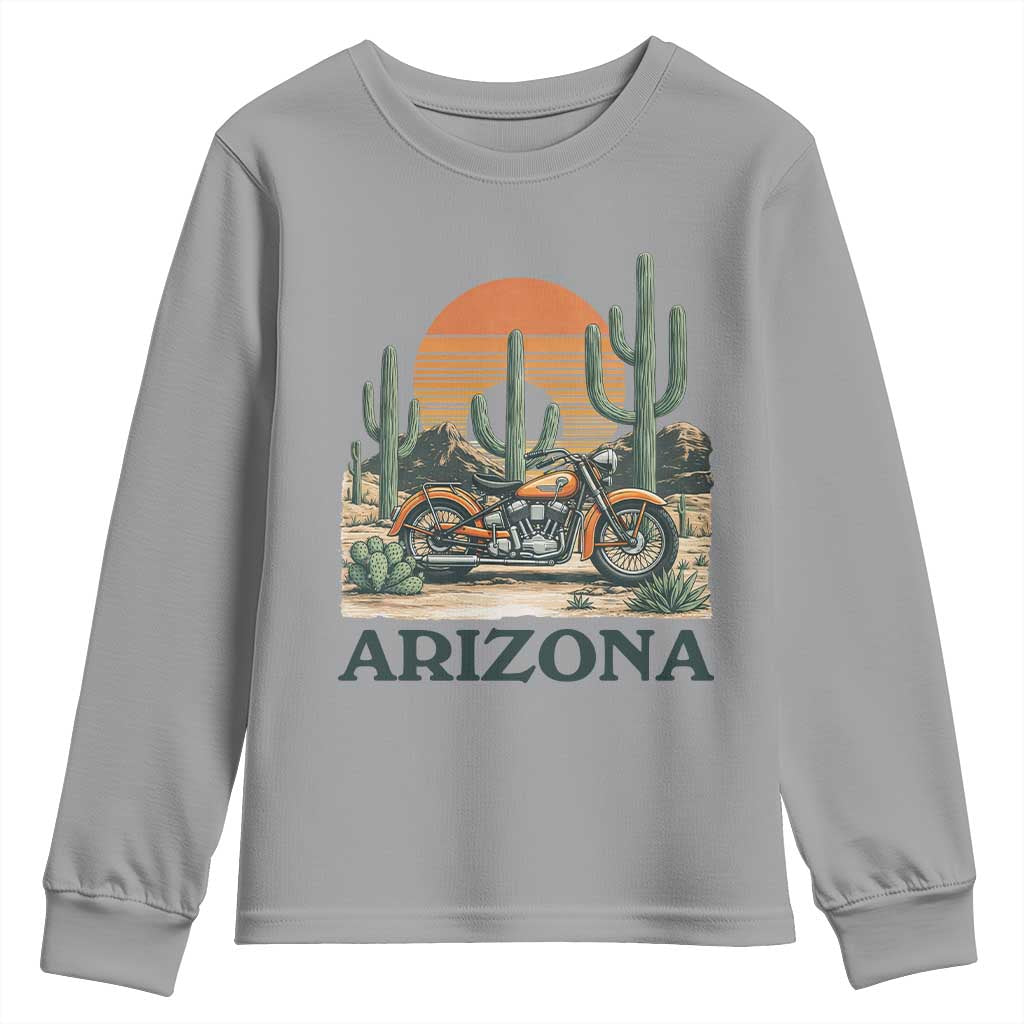 Arizona Motorcycle Youth Sweatshirt Vintage Desert Highway Rider Gift