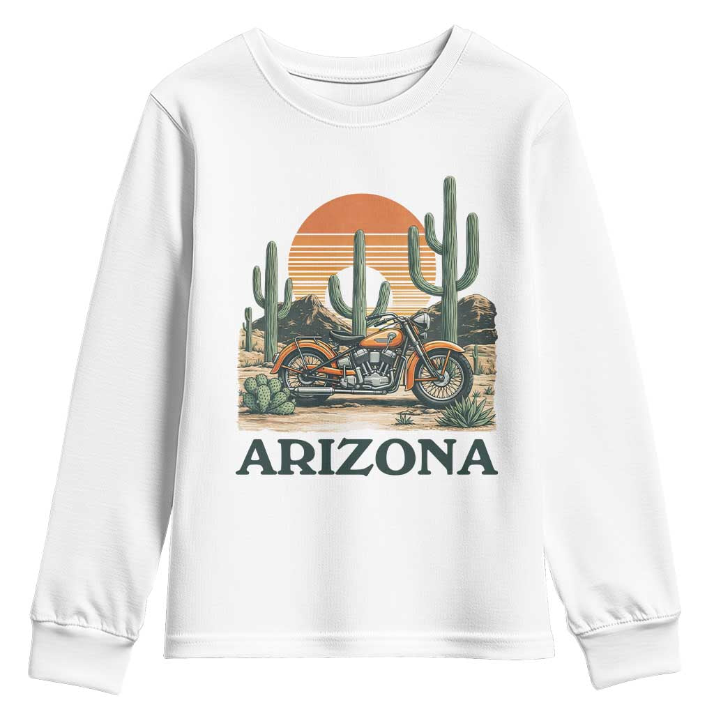 Arizona Motorcycle Youth Sweatshirt Vintage Desert Highway Rider Gift